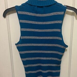 Focus 2000 Teal and Gray Ribbed Top